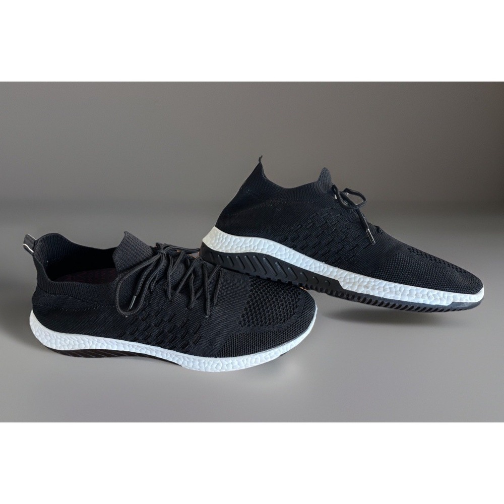 Danskin Free Size10 Black Memory Foam Slip On Lace Athletic Flexible Knit Shoes
